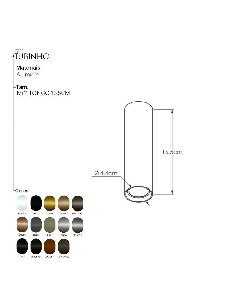 Plafon Spot Tubinho Aluminio Preto 16,5cm, Mesa Sala de Jantar, Quartos, Cozinha, Banheiro, Suite Master, Hall